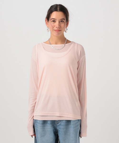 BAYFLOW（ベイフロー）の「[トレンドアイテム]タンク&ロングスリーブTシャツ2Pセット（Tシャツ/カットソー・レディース・ブラック/ピンク/オフホワイト・FREE）」の10枚目の写真