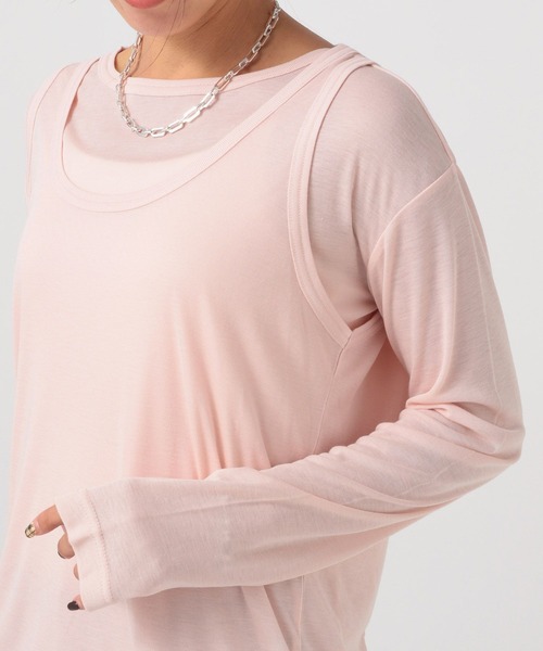 BAYFLOW（ベイフロー）の「[トレンドアイテム]タンク&ロングスリーブTシャツ2Pセット（Tシャツ/カットソー・レディース・ブラック/ピンク/オフホワイト・FREE）」の14枚目の写真