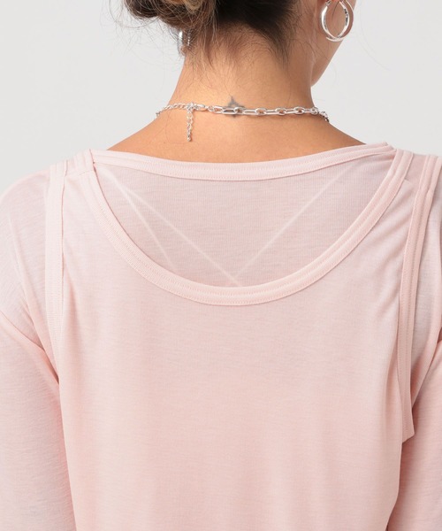 BAYFLOW（ベイフロー）の「[トレンドアイテム]タンク&ロングスリーブTシャツ2Pセット（Tシャツ/カットソー・レディース・ブラック/ピンク/オフホワイト・FREE）」の4枚目の写真