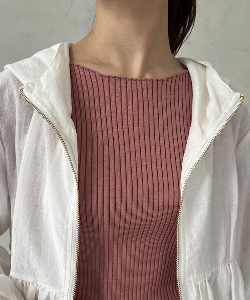 Chez toi（シェトワ）の「シアーペプラムブルゾン（ブルゾン・レディース・ブラック/オフホワイト/ライトグレー・FREE）」の14枚目の写真