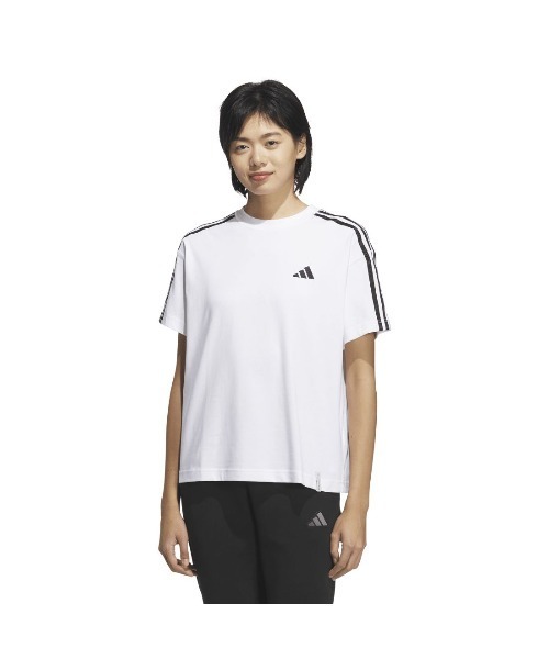 adidas(アディダス)の「アディダス adidas エッセンシャルズ プラス スリーストライプス 半袖Tシャツ(Tシャツ/カットソー・レディース・ブラック/ホワイト・S/M/L/XL)」の2枚目の写真