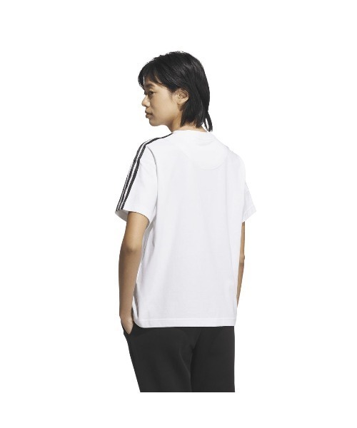 adidas(アディダス)の「アディダス adidas エッセンシャルズ プラス スリーストライプス 半袖Tシャツ(Tシャツ/カットソー・レディース・ブラック/ホワイト・S/M/L/XL)」の5枚目の写真