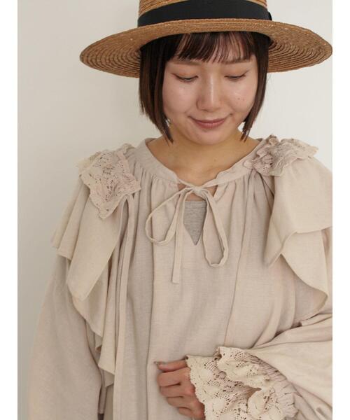 Samansa Mos2（サマンサ モスモス）の「羽織レースフリルブラウス（シャツ/ブラウス・レディース・オフホワイト/チャコールグレー/キナリ・F）」の5枚目の写真