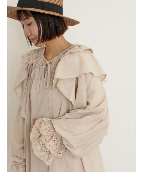 SA-RAH ブラウス 羽織り Sa-Rah スタンドネックギャザーブラウス