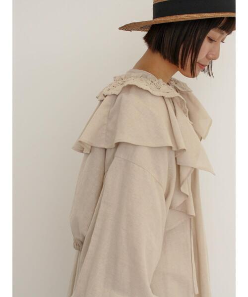 Samansa Mos2（サマンサ モスモス）の「羽織レースフリルブラウス（シャツ/ブラウス・レディース・オフホワイト/チャコールグレー/キナリ・F）」の7枚目の写真