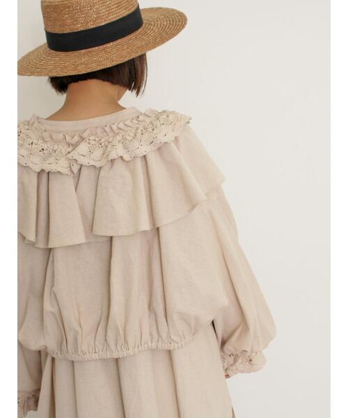Samansa Mos2（サマンサ モスモス）の「羽織レースフリルブラウス（シャツ/ブラウス・レディース・オフホワイト/チャコールグレー/キナリ・F）」の8枚目の写真