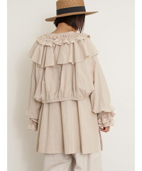 Samansa Mos2（サマンサ モスモス）の「羽織レースフリルブラウス（シャツ/ブラウス・レディース・オフホワイト/チャコールグレー/キナリ・F）」の12枚目の写真
