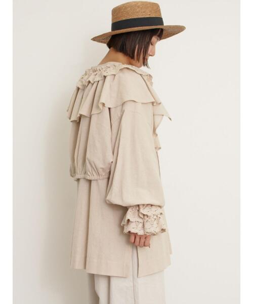 Samansa Mos2（サマンサ モスモス）の「羽織レースフリルブラウス（シャツ/ブラウス・レディース・オフホワイト/チャコールグレー/キナリ・F）」の13枚目の写真