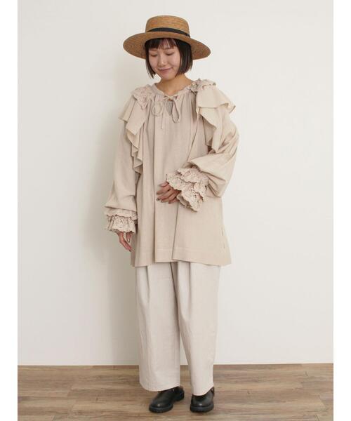 Samansa Mos2（サマンサ モスモス）の「羽織レースフリルブラウス（シャツ/ブラウス・レディース・オフホワイト/チャコールグレー/キナリ・F）」の14枚目の写真