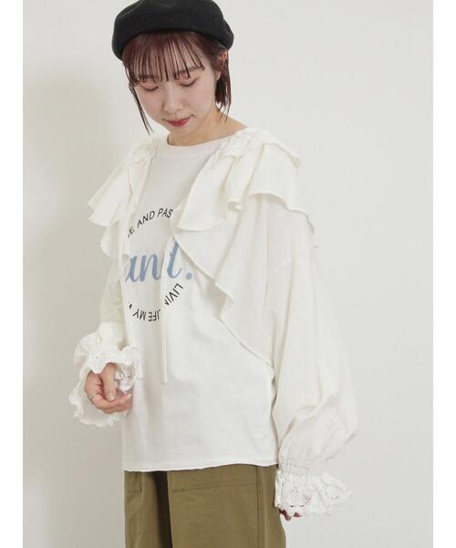 Samansa Mos2（サマンサ モスモス）の「羽織レースフリルブラウス（シャツ/ブラウス・レディース・オフホワイト/チャコールグレー/キナリ・F）」の19枚目の写真
