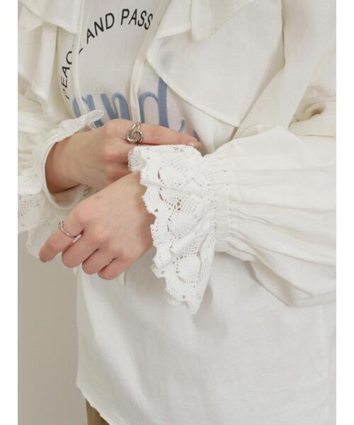 Samansa Mos2（サマンサ モスモス）の「羽織レースフリルブラウス（シャツ/ブラウス・レディース・オフホワイト/チャコールグレー/キナリ・F）」の20枚目の写真