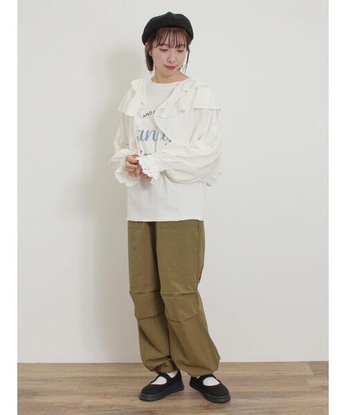 Samansa Mos2（サマンサ モスモス）の「羽織レースフリルブラウス（シャツ/ブラウス・レディース・オフホワイト/チャコールグレー/キナリ・F）」の21枚目の写真