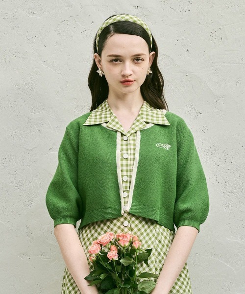 an another angelus（アンアナザーアンジェラス）の「配色ラインバルーンスリーブニットカーディガン/ fint　フィント（カーディガン/ボレロ・レディース・ホワイト×ブルー/ホワイト×グリーン・FREE）」の2枚目の写真