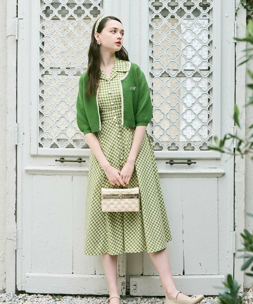 an another angelus（アンアナザーアンジェラス）の「配色ラインバルーンスリーブニットカーディガン/ fint　フィント（カーディガン/ボレロ・レディース・ホワイト×ブルー/ホワイト×グリーン・FREE）」の3枚目の写真