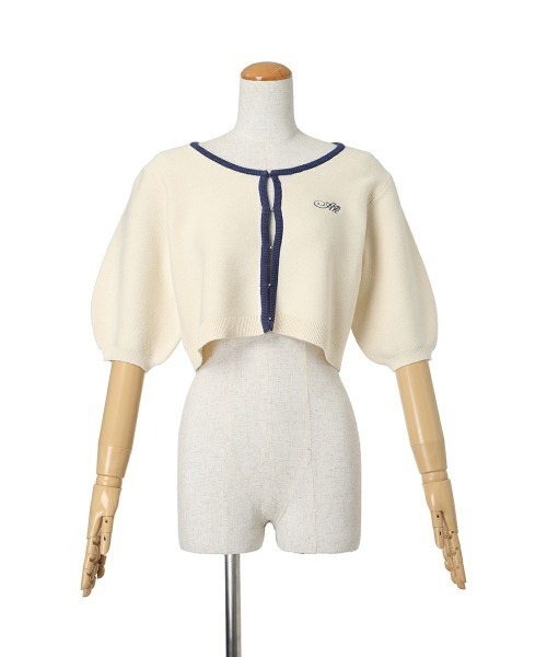 an another angelus（アンアナザーアンジェラス）の「配色ラインバルーンスリーブニットカーディガン/ fint　フィント（カーディガン/ボレロ・レディース・ホワイト×ブルー/ホワイト×グリーン・FREE）」の15枚目の写真