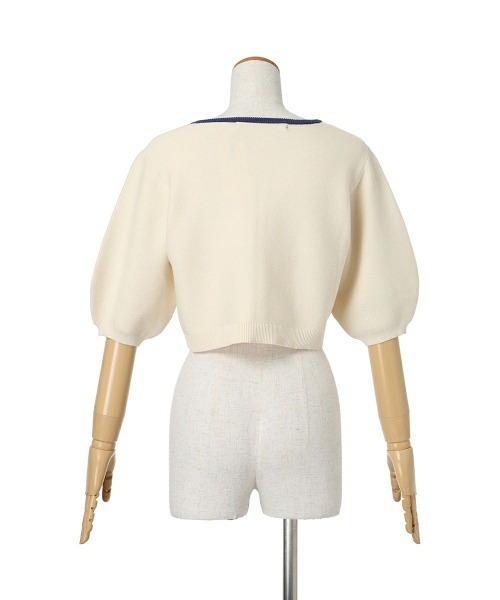 an another angelus（アンアナザーアンジェラス）の「配色ラインバルーンスリーブニットカーディガン/ fint　フィント（カーディガン/ボレロ・レディース・ホワイト×ブルー/ホワイト×グリーン・FREE）」の13枚目の写真