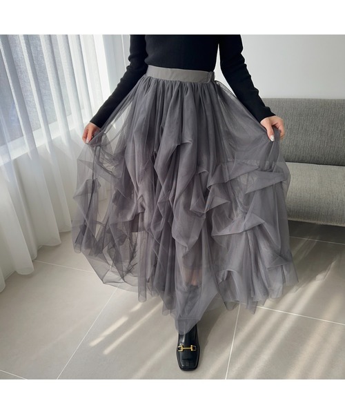 Ogue.（オグ）の「[ Ogue. ] volume tulle skirt（ボリュームチュールスカート）（スカート・レディース・アイボリー/チャコールグレー/ブラック・FREE）」の3枚目の写真