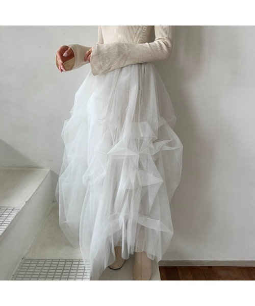 Ogue.（オグ）の「[ Ogue. ] volume tulle skirt（ボリュームチュールスカート）（スカート・レディース・アイボリー/チャコールグレー/ブラック・FREE）」の5枚目の写真