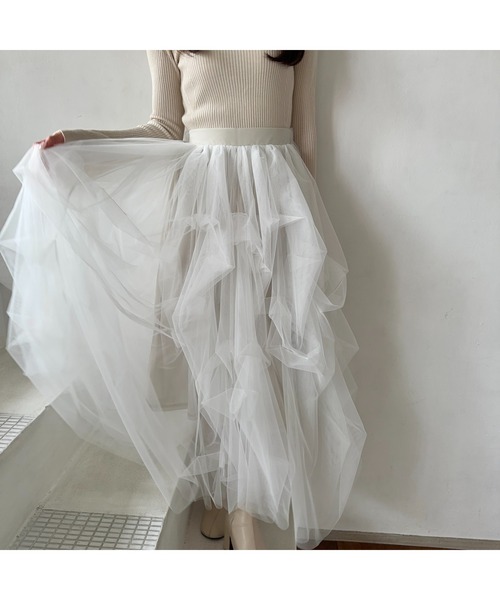 Ogue.（オグ）の「[ Ogue. ] volume tulle skirt（ボリュームチュールスカート）（スカート・レディース・アイボリー/チャコールグレー/ブラック・FREE）」の6枚目の写真