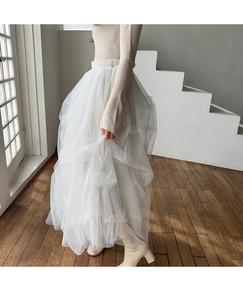 Ogue.（オグ）の「[ Ogue. ] volume tulle skirt（ボリュームチュールスカート）（スカート・レディース・アイボリー/チャコールグレー/ブラック・FREE）」の7枚目の写真