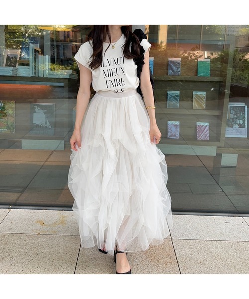 Ogue.（オグ）の「[ Ogue. ] volume tulle skirt（ボリュームチュールスカート）（スカート・レディース・アイボリー/チャコールグレー/ブラック・FREE）」の11枚目の写真