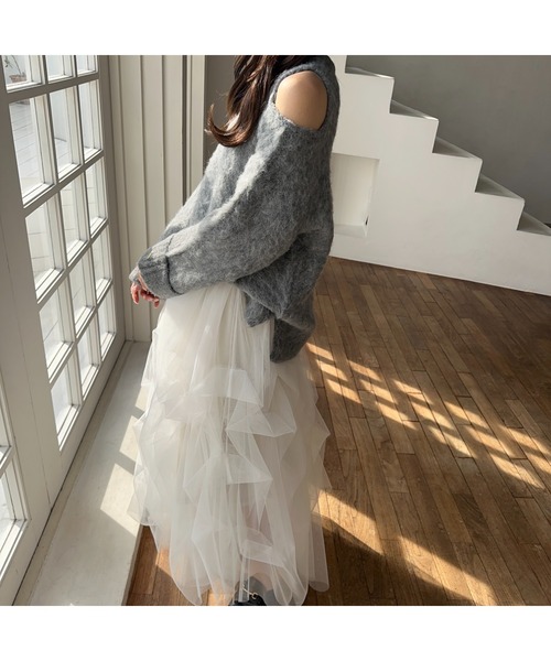 Ogue.（オグ）の「[ Ogue. ] volume tulle skirt（ボリュームチュールスカート）（スカート・レディース・アイボリー/チャコールグレー/ブラック・FREE）」の12枚目の写真