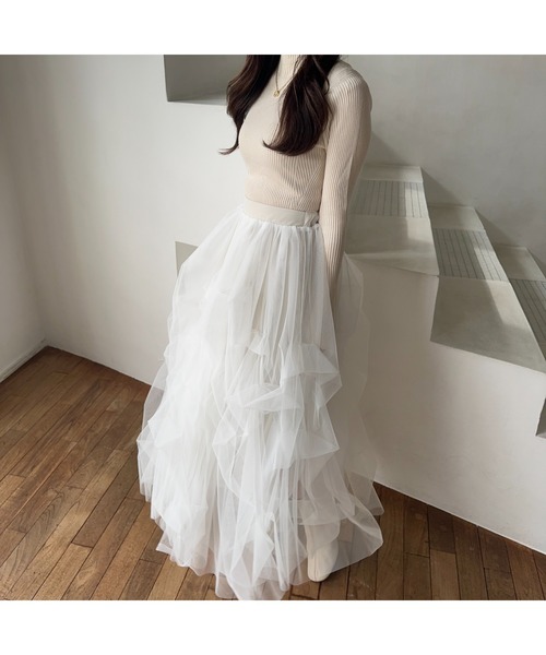 Ogue.（オグ）の「[ Ogue. ] volume tulle skirt（ボリュームチュールスカート）（スカート・レディース・アイボリー/チャコールグレー/ブラック・FREE）」の13枚目の写真