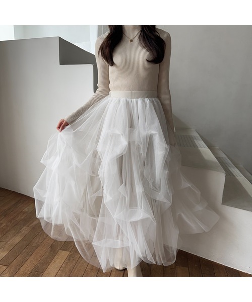 Ogue.（オグ）の「[ Ogue. ] volume tulle skirt（ボリュームチュールスカート）（スカート・レディース・アイボリー/チャコールグレー/ブラック・FREE）」の14枚目の写真