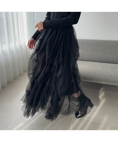 Ogue.（オグ）の「[ Ogue. ] volume tulle skirt（ボリュームチュールスカート）（スカート・レディース・アイボリー/チャコールグレー/ブラック・FREE）」の15枚目の写真