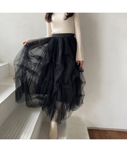 Ogue.（オグ）の「[ Ogue. ] volume tulle skirt（ボリュームチュールスカート）（スカート・レディース・アイボリー/チャコールグレー/ブラック・FREE）」の17枚目の写真