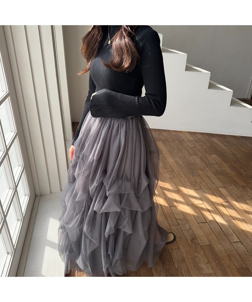 Ogue.（オグ）の「[ Ogue. ] volume tulle skirt（ボリュームチュールスカート）（スカート・レディース・アイボリー/チャコールグレー/ブラック・FREE）」の22枚目の写真
