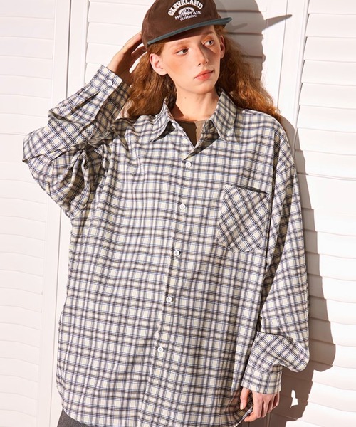 WESTBOY（ウエストボーイ）の「オーバーサイズ チェックシャツ WO25S6TP06【WB ORIGINALS】（シャツ/ブラウス・メンズ・グレー/ブラウン/グリーン・L/M/XL）」の12枚目の写真