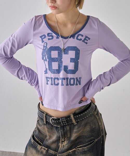 WHO'S WHO gallery(フーズフーギャラリー)の「エリオットVネックロンT(Tシャツ/カットソー・レディース・ブラック/グレー/チャコールグレー/パープル/ホワイト・FREE)」の5枚目の写真