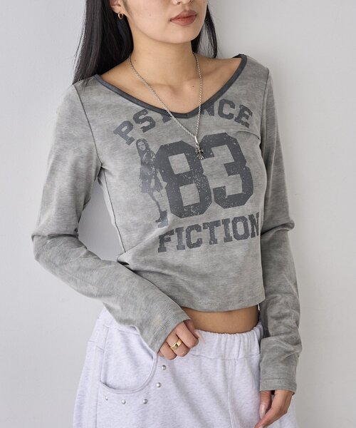 WHO'S WHO gallery(フーズフーギャラリー)の「エリオットVネックロンT(Tシャツ/カットソー・レディース・ブラック/グレー/チャコールグレー/パープル/ホワイト・FREE)」の6枚目の写真