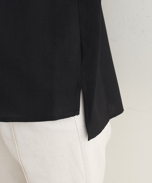 natural couture(ナチュラルクチュール)の「麻調合繊フリル袖ブラウス(シャツ/ブラウス・レディース・ライトベージュ/サックスブルー/ブラック/グレー/ピンク/ミント/ブルー・FREE)」の8枚目の写真