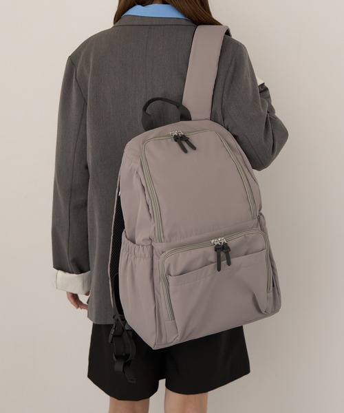 A by MAGASIN DE MODE（エーバイマガジンデモード）の「【A by MAGASIN DE MODE】超軽量！自立型多機能リュック 17ポケット/撥水/A4対応/軽量 SNBD（バックパック/リュック・レディース・グレー/カーキ/ブラック・FREE）」の21枚目の写真