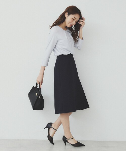 index（インデックス）の「Aラインフレアスカート/セットアップ対応可【洗濯機洗い可/イージーアイロン/抗ピル】（スカート・レディース・グレー/ネイビー/ナチュラル・36/38/40/42）」の12枚目の写真