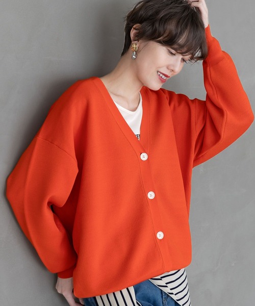 Elura(エルーラ)の「サラサラタッチカーディガン/291204(カーディガン/ボレロ・レディース・ブルー/ネイビー/ダークネイビー/オレンジ・FREE)」の4枚目の写真