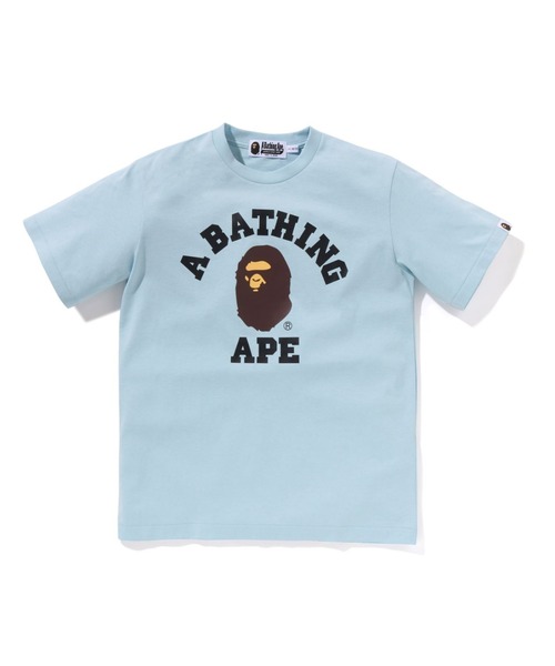 A BATHING APE(アベイシングエイプ)の「COLLEGE TEE(Tシャツ/カットソー・キッズ・ホワイト/ピンク/イエロー/ブラック/サックスブルー・150/160)」の1枚目の写真