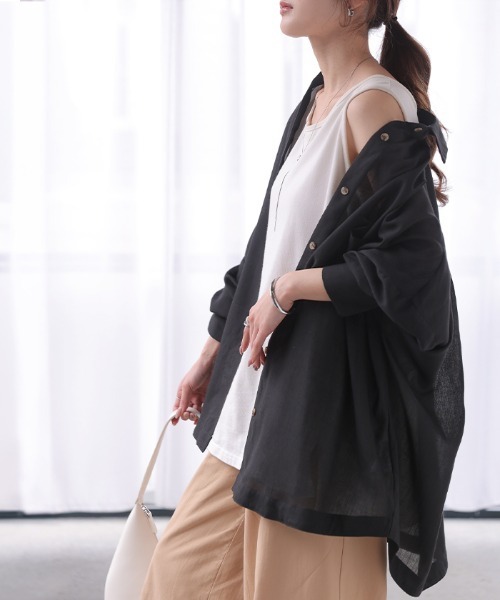 HUG.U（ハグユー）の「透明感「シアーシャツ」（シャツ/ブラウス・レディース・ホワイト/ミント/グレイッシュベージュ/コーラルピンク/ブラック・FREE）」の22枚目の写真