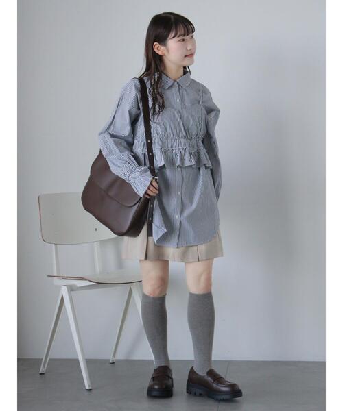 ehka sopo(エヘカソポ)の「ストライプビスチェセットシャツ(シャツ/ブラウス・レディース・ブラック/サックスブルー/ミント・F)」の22枚目の写真