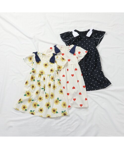 apres les cours(アプレレクール)の「【速乾/接触冷感】肩リボン花びらスリーブヒロインワンピース_ジュニア対応(ワンピース・キッズ・その他3/ブラック/アイボリー・80/90/100/110/120/130/140)」の20枚目の写真