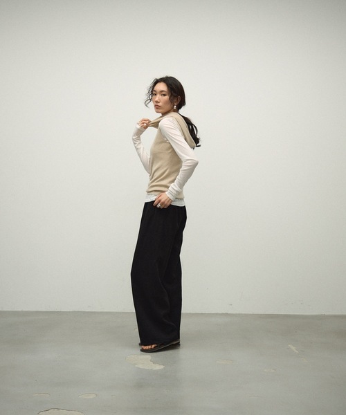 Lutim by u(ルチバイユー)の「Waist Spindle Easy Pants / ウエストスピンドルイージーパンツ(その他パンツ・レディース・ブラック/ホワイト/イエロー・FREE)」の8枚目の写真
