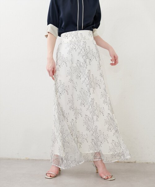 natural couture（ナチュラルクチュール）の「osono長さ変えれる配色レーススカート（スカート・レディース・ライトベージュ/ブルー/ブラック/パープル/オフホワイト・FREE）」の7枚目の写真