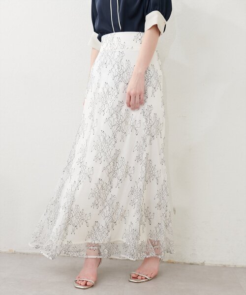 natural couture（ナチュラルクチュール）の「osono長さ変えれる配色レーススカート（スカート・レディース・ライトベージュ/ブルー/ブラック/パープル/オフホワイト・FREE）」の8枚目の写真