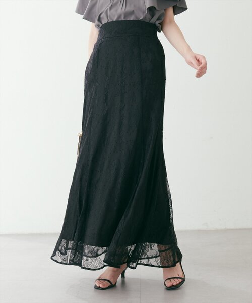 natural couture（ナチュラルクチュール）の「osono長さ変えれる配色レーススカート（スカート・レディース・ライトベージュ/ブルー/ブラック/パープル/オフホワイト・FREE）」の13枚目の写真