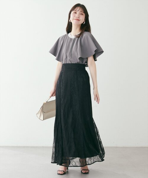 natural couture（ナチュラルクチュール）の「osono長さ変えれる配色レーススカート（スカート・レディース・ライトベージュ/ブルー/ブラック/パープル/オフホワイト・FREE）」の15枚目の写真