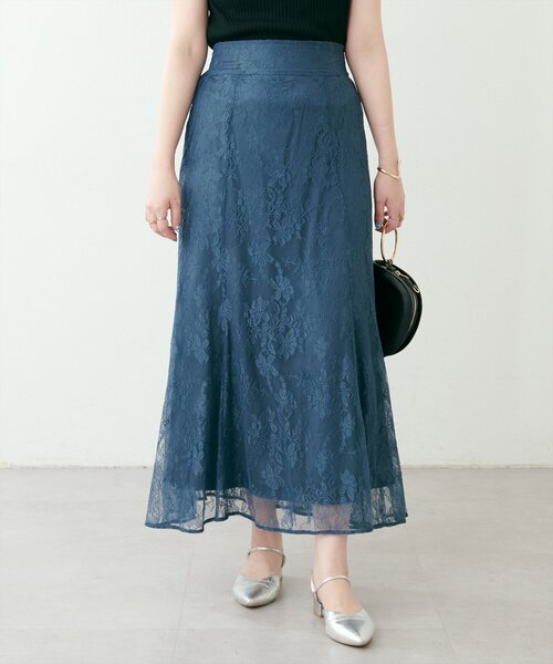 natural couture（ナチュラルクチュール）の「osono長さ変えれる配色レーススカート（スカート・レディース・ライトベージュ/ブルー/ブラック/パープル/オフホワイト・FREE）」の22枚目の写真