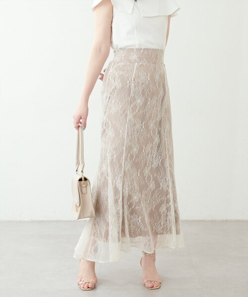 セール】osono長さ変えれる配色レーススカート（スカート