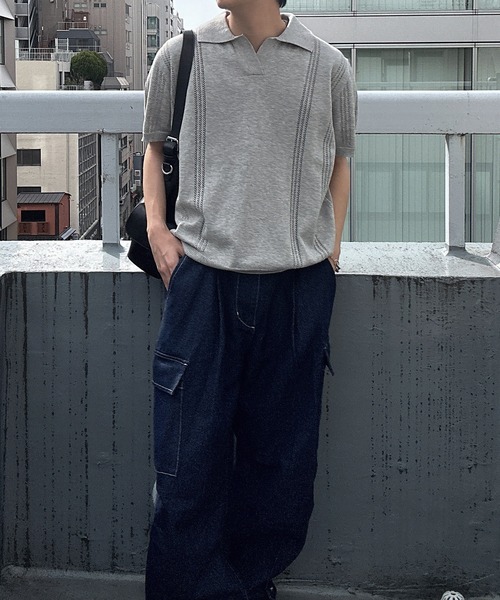 CREARE -LINO-(クレアーレリノ)の「スキッパーニットポロシャツ(ポロシャツ・メンズ・ブラック/ブルー/グレー・M/L)」の5枚目の写真